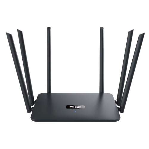 Router wireless NBKEY MK1200, 6 antene, 1000 Mbps Full Gigabit, Dual Band 2.4G & 5G, negru