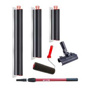 Set 3 gletiere profesionale, inox, 40, 60, 80 cm, adaptor, maner prelungitor 0.73-1.2 m, rola gletuit, Lanoliv 110404367 - Unelte de vopsit si tencuit