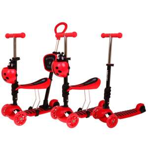 Gyermeküléses roller 5 az 1-ben, szülői fogantyúval, piros