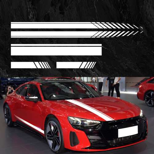 Комплект от 5 самозалепващи се стикера Tuning, модел "Racing Stripes V1", размер 190 см, цвят Бял 110405161