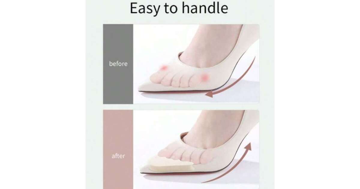 6 db csúszásmentes EVA habszivacs lábujjvédő készlet, újrafelhasználható és állítható, túlméretezett cipők védelmére, 3,3 x 7 cm, vastagság 1,6 cm, krém 110405327