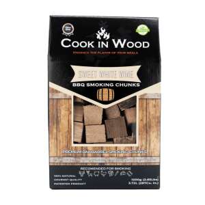 Kúsky dreva na údenie z dubového dreva, napustené arómou sladkého bieleho vína, kúsky 1200 gramov