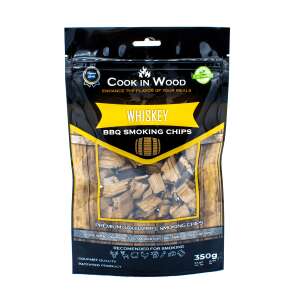 Drevené štiepky na údenie z dubového dreva, napustené arómou whiskey, 350 gramov