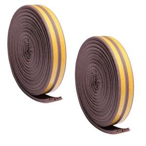 2 db-os készlet, Mercaton® öntapadó szalag ajtók és ablakok tömítésére, E profil, 9mm x 4mm, UV-álló, EPDM gumi, 6 m, barna