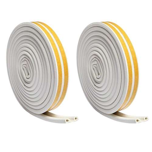 Mercaton P profilú öntapadó szigetelőszalag ajtókhoz és ablakokhoz, 9mm x 5.5mm, 6m, fehér, 2 db-os készlet - Víz, gáz és fűtésszerelés