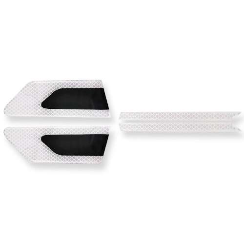 Set 2 Stickere Reflectorizante AUTO, Montaj Rapid, Autocolant Universal, 30 x 5 cm, Alb-Argintiu, EALMEU 110405802