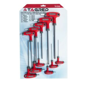 Комплект шестостенни ключове с дръжка, Tagred, 11 части, шестоъгълен профил, сферична глава, изработен от издръжлива CR-V стомана 121741325 - Tagred