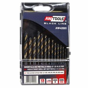 Комплект свредла за метал, AWTools AW42001, HSS M2, 1.5-6.5 mm, 13 бр. 121743430 - Awtools
