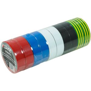 Verke V06451 Set 10 bucăți bandă electroizolantă, 19mm x 20m, culori asortate - Benzi adezive