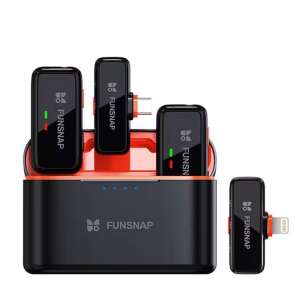 Funsnap S6 Universelles kabelloses Lavalier-Mikrofon, Schwarz, 360°-Sound, Rauschunterdrückung, Kompatibilität: iPhone, iPad, Android, DSLR, PC 110414583 - Mikrofone