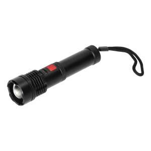 Virone LT-12 Taktische LED-Taschenlampe - 12W, 500 Lumen, Zoom, 2200mAh Akku, MicroUSB-Ladefunktion, Aluminiumgehäuse, Schwarz - Virone