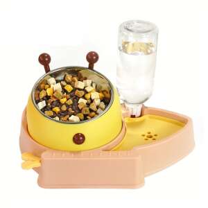 Kŕmidlo pre domáce zvieratá s dávkovačom vody, miska na pomalé kŕmenie pre psov a mačky, žltá a oranžová, tvar slimáka - Chov zvierat