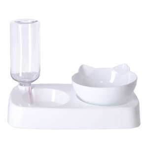 Weiße automatische Futterschale mit Wasserautomat für Katzen und Hunde, 2 in 1 - Viehzucht