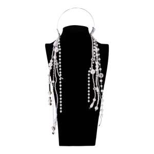 Ozdobná čelenka s perličkami na retiazke - strieborná 110428961 - Sponky do vlasov, čelenky