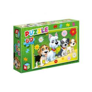 Puzzle de 60 piese pentru copii cu câini drăguți și flori - Puzzle 3D & Puzzle cu burete
