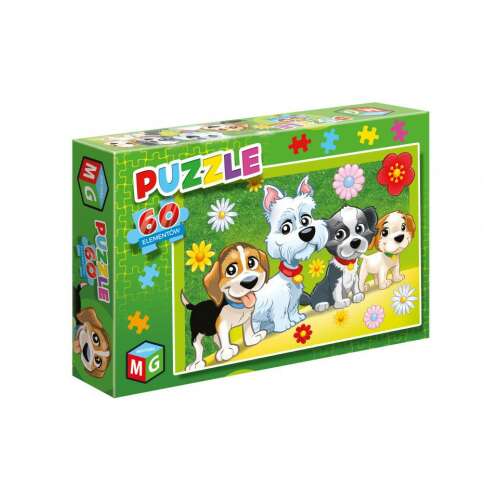 Joc educativ Puzzle 60 - Câini Flori