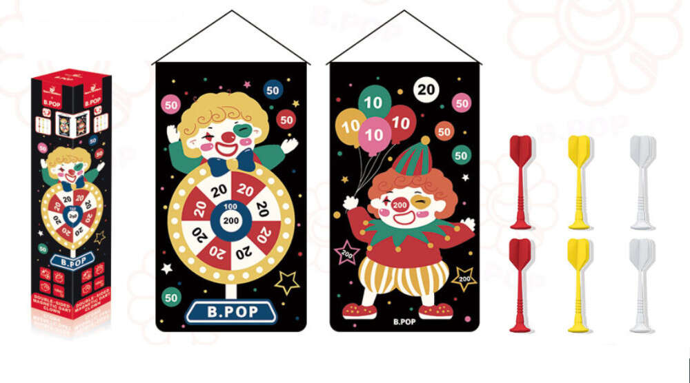 Magnetická terčová tabuľa, obojstranné šípky - klaun