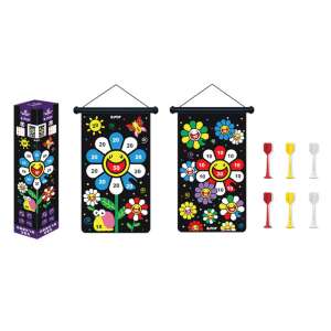 B.POP dvojstranná magnetická terč na šípky s farebnými kvetmi a 6 magnetickými šípkami - Šípky