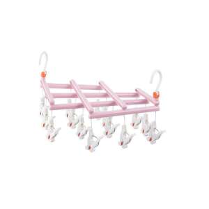 Zusammenklappbarer Kleiderbügel aus Kunststoff mit Clips – 14 Clips rosa 110430075