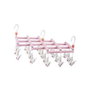 Zusammenklappbarer Kleiderbügel aus Kunststoff mit Clip – 19 Clips – rosa 110430081