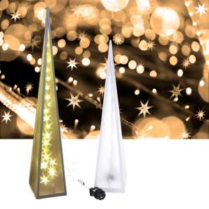 Piramis LED hviezdy 13x13x60cm - Teplo biela LED pyramídová lampa, ideálna pre vnútornú dekoráciu - Vianoce