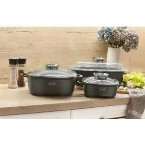 Berretti Granit Quadratischer Topf mit Deckel, 20x20x8 cm, Topfset - Koch- & Backgeschirr