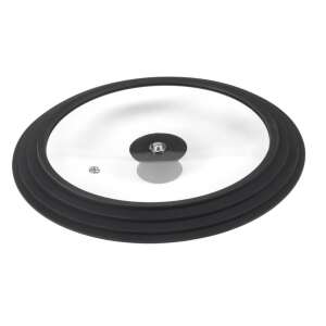 Berretti Universaldeckel für Töpfe und Pfannen, 24/26/28 cm, Klarglas mit schwarzem Silikonring - Topfdecken