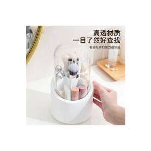 Kerek kozmetikai szervező üvegfedéllel, sminkecsetek, rúzs és egyéb szépségápolási termékek tárolására. - Kozmetikai rendszerező