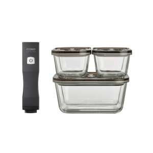 Aparat de vidat Caso Germany Vacu OneTouch cu 3 recipiente din sticlă - Cutii alimentare
