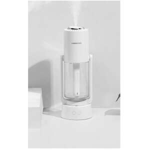 Hordozható ultrahangos párásító és légtisztító, 200 ml-es tartály, negatív ionokkal, LED 7 szín, 360 fokos elforgatás, Fehér