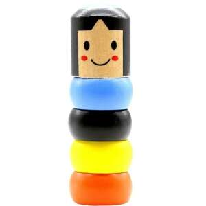 Jucu0103rie din lemn colorat de stivuire, design cu fatu0103, joc puzzle pentru copii - Nonbrand Jocuri si jucarii educative