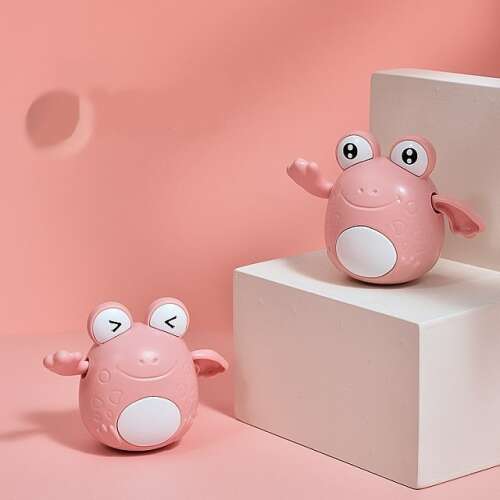 Flippy a rózsaszín béka fürdőjáték gyerekeknek, két felhúzható béka fehér háttérrel