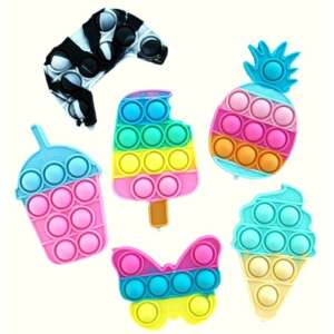 Set jucării senzoriale Pop It - Ananas, înghețată, înghețată pe băț, fluture și băutură. Jucării senzoriale antistres pentru copii și adulți. - Jocuri interactive pentru copii