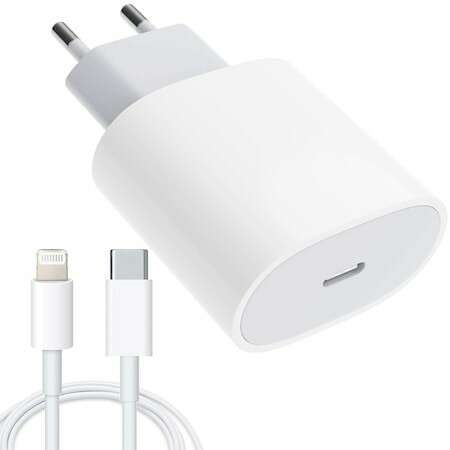Incarcator compatibil cu iPhone, USB Type-C, Fast charge, Putere 20W, KipHome, Alb