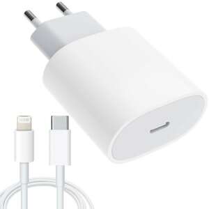 Зарядно устройство, съвместимо с iPhone, USB Type-C, Бързо зареждане, Мощност 20W, KeepHome, Бяло 110441908 - Зарядно устройство за телефон