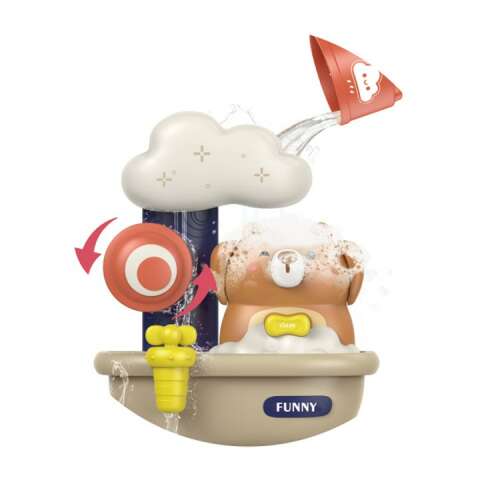 Flippy urs jucărie de baie, jucărie interactivă de baie, roată de apă, nor, urs, cadă, multicolor