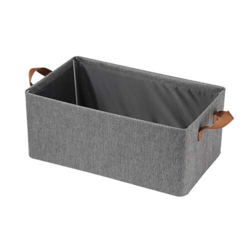 Korb-Aufbewahrungsbox, Flippy, Textil, faltbar, 47x28x20 cm, Metallrahmen, mit Tragegriffen, grau