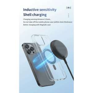 Vezeték nélküli töltő, vezeték nélküli, hordozható Flippy, MagSafe 15W, C típusú adapter csatlakozódugó, támogatási funkció, iPhone 14, iPhone 13 és iPhone 12 sorozathoz, fekete