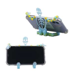 Suport telefon din schelet strălucitor de Halloween, albastru, 17 cm lungime, jucărie antistres pentru adulți - Decorațiuni de Halloween