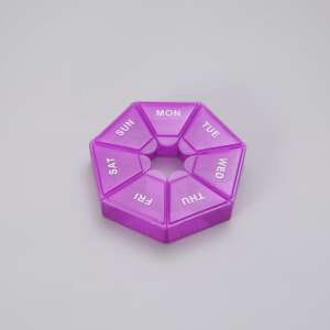 Pudełko na leki z dniami tygodnia, Flippy, Plastik, 7 przegródek, Fioletowe