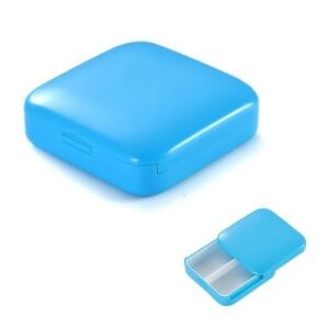 Flippy blaue Pillendose mit 2 Fächern, quadratische Form - Häusliche Pflege