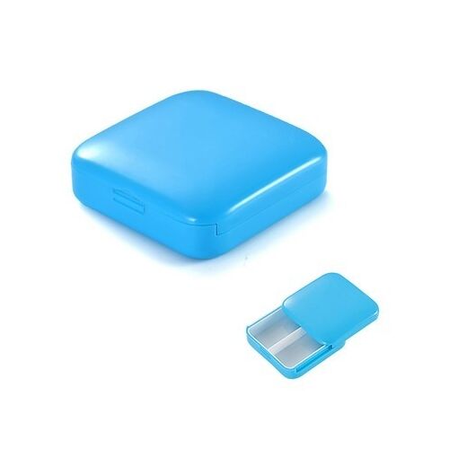 Flippy blaue Pillendose mit 2 Fächern, quadratische Form