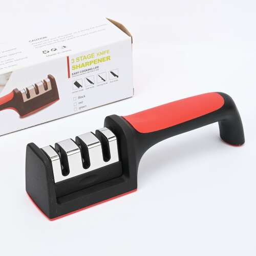 Flippy 3-степенна острилка за ножове, червено/черно, неръждаема стомана и ABS материал
