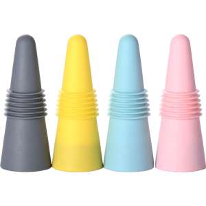 Set 4 dopuri reutilizabile din silicon KipHome, pentru sticle de vin, bautura, multicolor 110442634 - Dopuri și capace de sticle