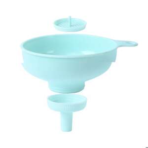 Plastový lievik Flippy 3v1, dve veľkosti odtoku, so závitom a filtrom, priemer odtoku 5,4 cm, 11,5 x 16,7 cm, modrý 110442926 - Kuchynské pomôcky