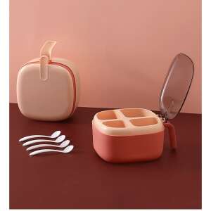 Розов рафт за подправки с 4 отделения, 4 лъжички и капак, марка Flippy - Кухненски органайзер