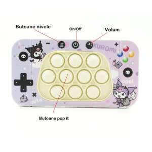 Flippy konzolos interaktív játék gyerekeknek, speed push whack-a-mole, pop it speed játék, ABS/szilikon anyag, szintezőkkel, hangokkal és fényekkel, 15,5 x 7,6 x 5,3 cm, elf modell, lila