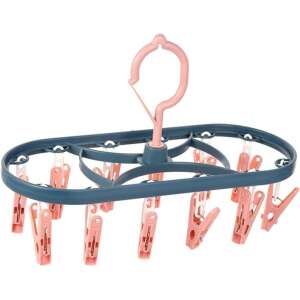 Въртяща се сушилня за дрехи Flippy с 12 куки и защита от вятър, синя и розова - Дом и градина