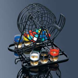 Flippy Mini Lottó játék színes italokkal töltött shot poharakkal, egy szórakoztató játékeste alkalmára készen. - Felnőtt társasjáték