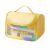Flippy sárga utazó kozmetikai táska fogantyúval és látható tartalommal